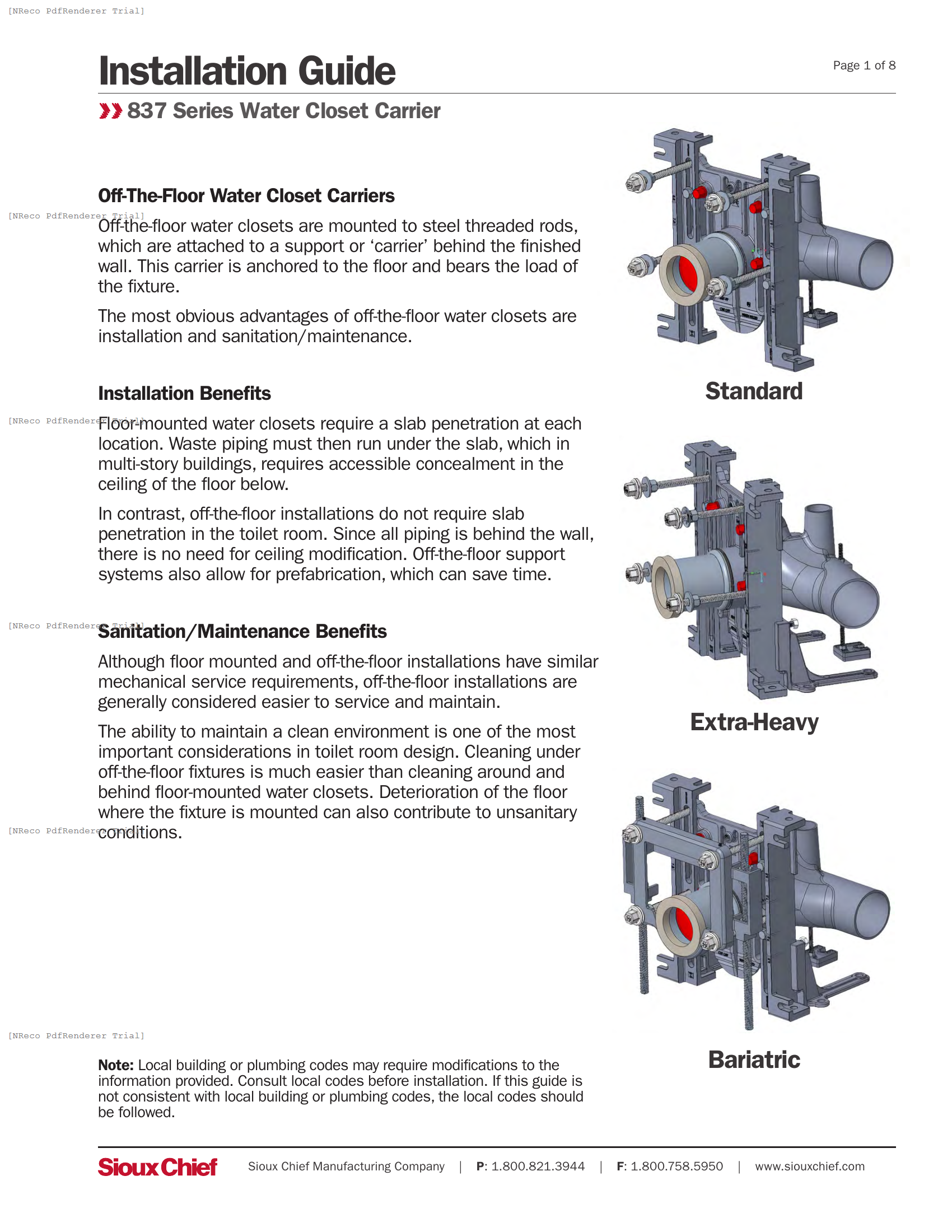 837 SERIES - CLOSET CARRIER WITH PVC FITTING - INSTALLATION GUIDE.PDF Technical Document